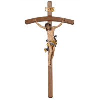 Wooden dark cross curved with Corpus Leonardo