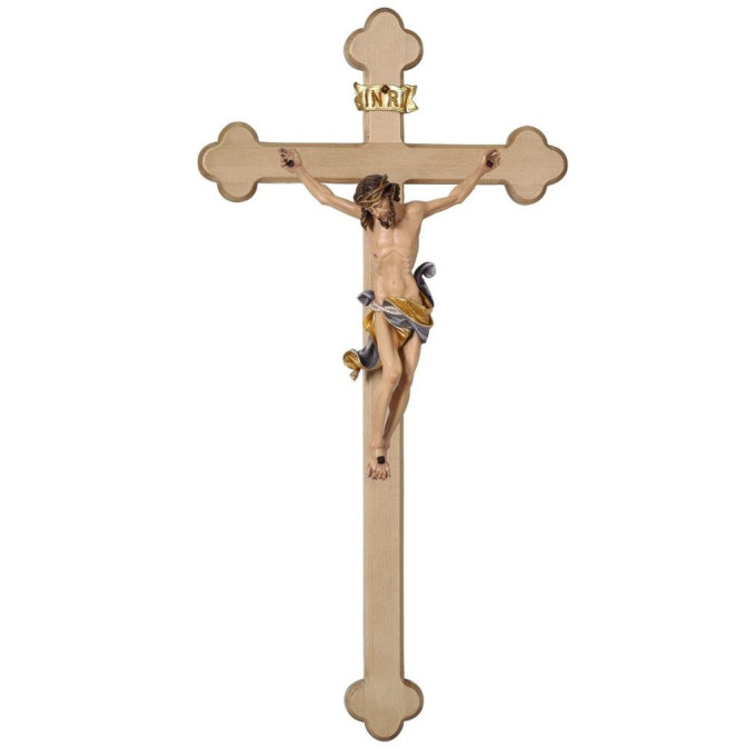 Wooden light baroque cross with Corpus Leonardo