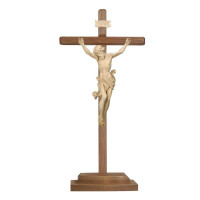 Wooden straight cross on piedestal with Corpus Leonardo