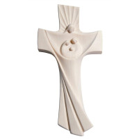 Modern wooden cross of Holy Family