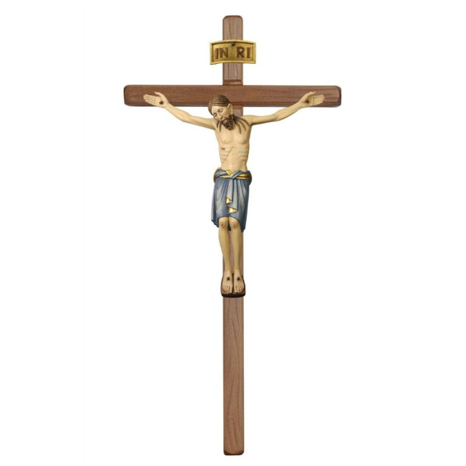 Wooden straight cross with Corpus S.Damiano