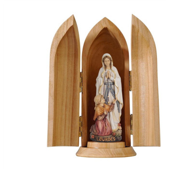 Panna Mária Lurdská s Bernadetou v kaplnke - moderná
