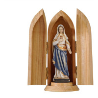 Sacred Heart of Mary in niche wooden statue