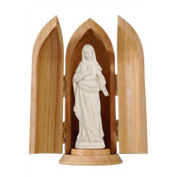 Sacred Heart of Mary in niche wooden statue