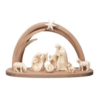 Wooden nativity scene with 10 figures AMBIENTE stable PEMA