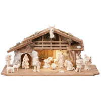Alpine Mahlknecht Nativity set with light and 16 figures