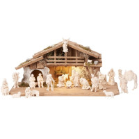 Alpine Mahlknecht Nativity set with light and 24 figures