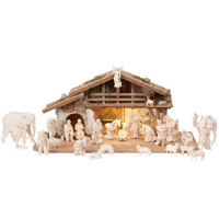 Alpine Mahlknecht Nativity set with light and 29 figures