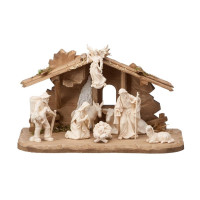 MA Nativity set with Tyrolean stable and 9 figures