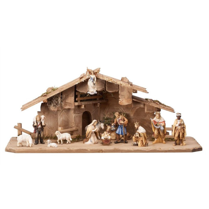 Alpine nativity scene Heimatland with 14 figures and stable