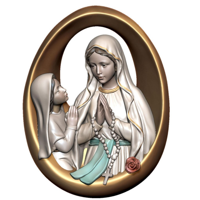 Reliéf Panna Mária Lurdská s Bernadettou