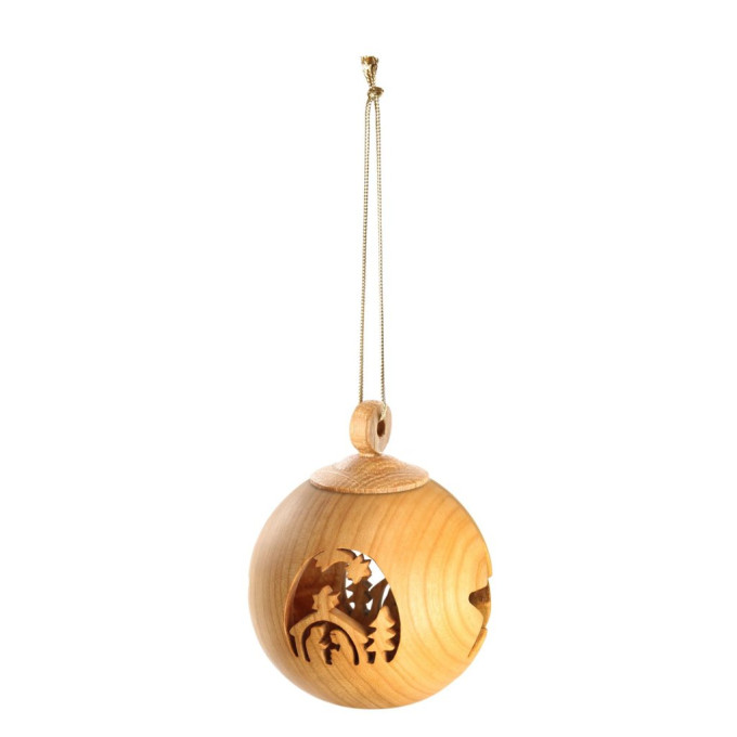 Wooden Christmas ball with Holy Family