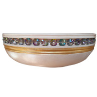 Wooden bowl with crystal Vitrail Green