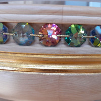 Wooden bowl with crystal Vitrail Green