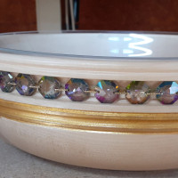 Wooden bowl with crystal Vitrail Green