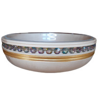 Wooden bowl with crystal Vitrail Green