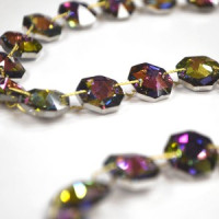 Wooden bowl with crystal Vitrail Green