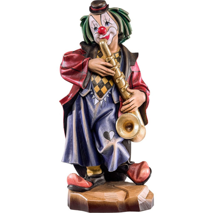 Clown the saxophonist wooden statue