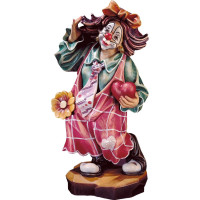 Clown in love wooden statue