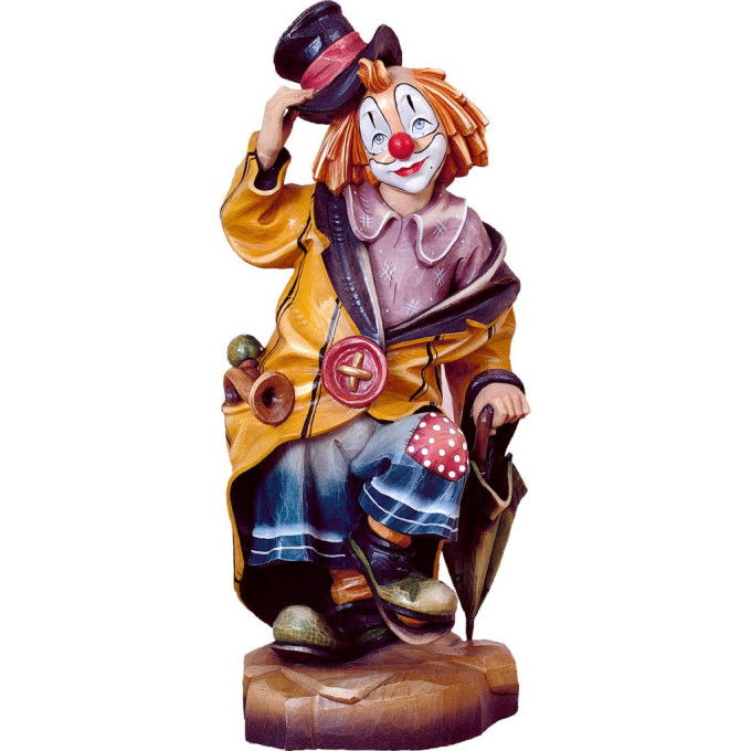 Clown gentleman wooden statue