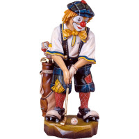 Clown golfer wooden statue