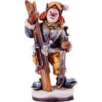 Clown skier wooden statue