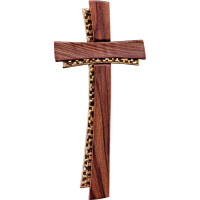 Wooden cross in modern style walnut wood 