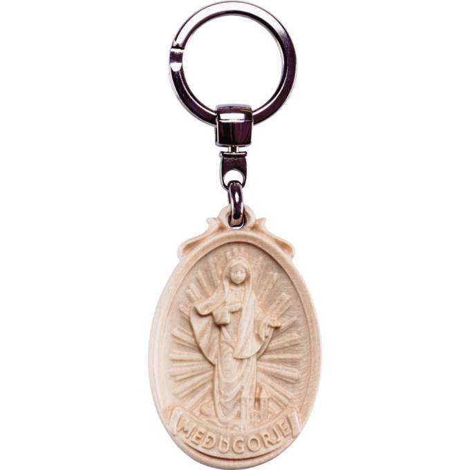 Wooden keyring Virgin Mary Medjugorje
