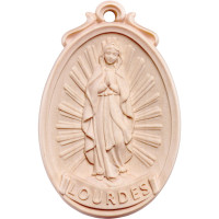 Wooden medallion of the Virgin Mary of Lourdes