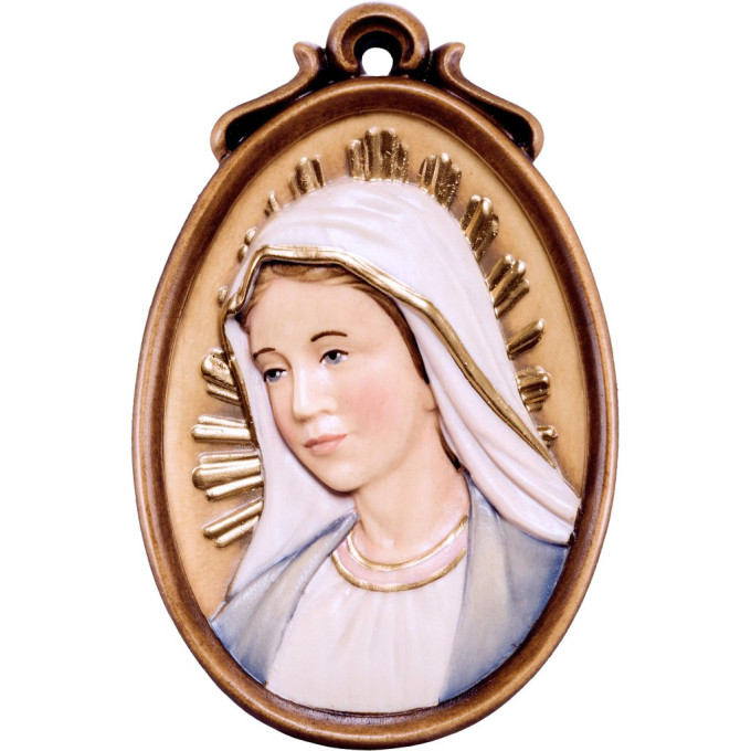 Wooden medallion of the Virgin Mary