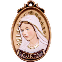 Wooden medallion of the Virgin Mary Lourdes