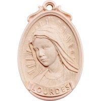 Wooden medallion of the Virgin Mary Lourdes