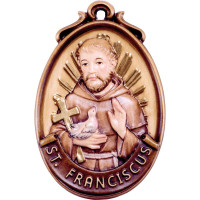 Wooden medallion Saint Francis of Assisi