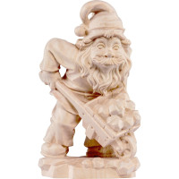 Gnome gold digger wooden statue from lime wood