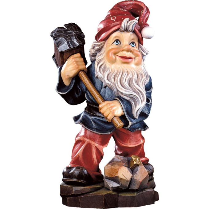 Gnome minerals-collector wooden statue
