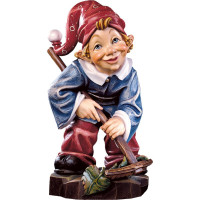 Gnome farmer wooden statue from lime wood