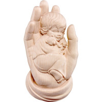 Little girl in protective in hand for hanging