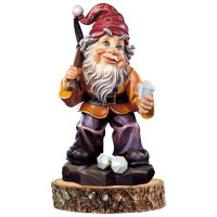 Gnome diamont digger on a wooden pedestal