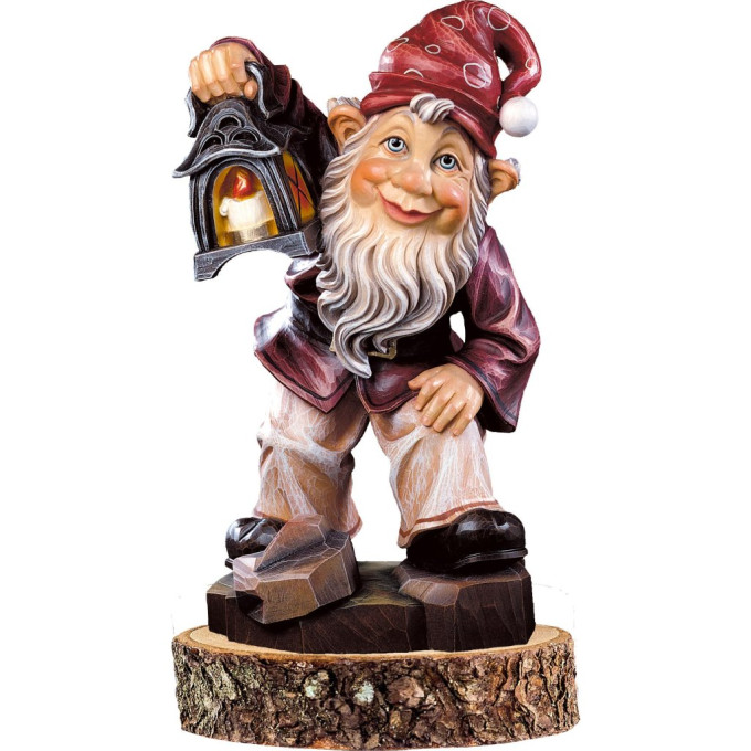 Gnome guardian on a wooden pedestal
