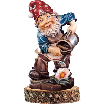 Trpaslík záhradník na drevenom podstavci