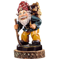 Gnome wood bearer  wooden pedestal