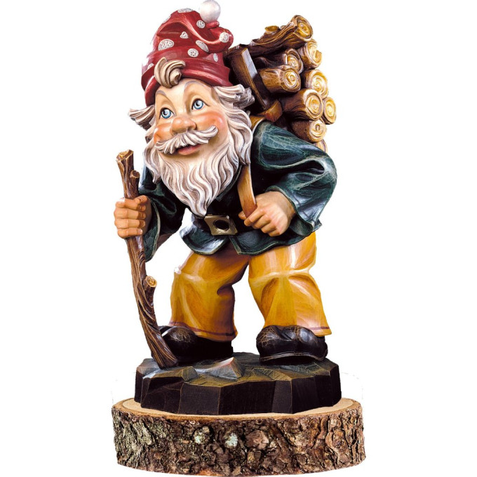 Gnome wood bearer  wooden pedestal