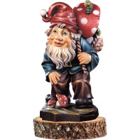Gnome mushroom picker wooden pedestal