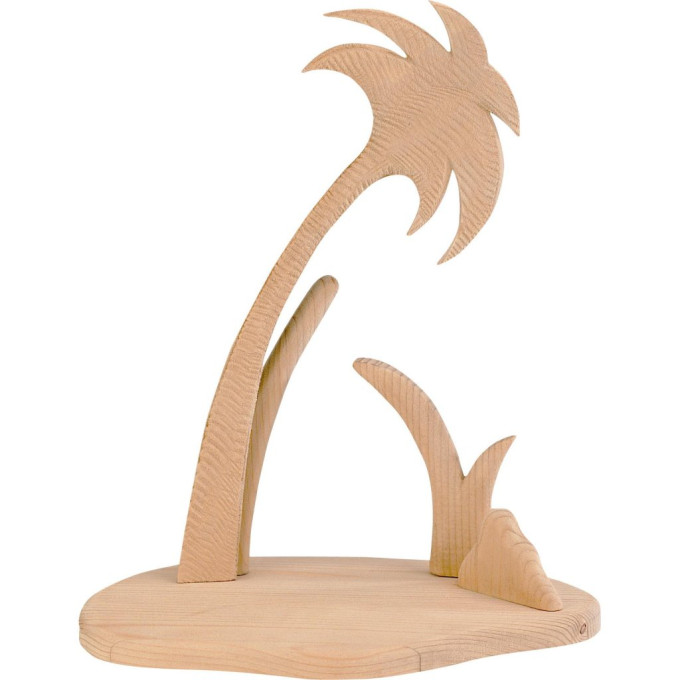 Wooden Nativity scene with a Palm tree