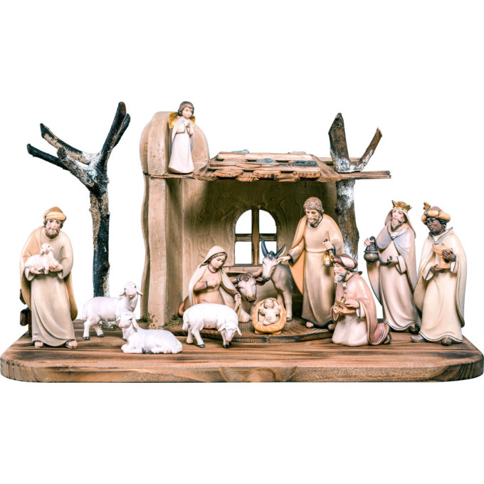 Wooden nativity scene Artis with 14 figures