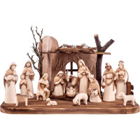 Wooden nativity scene Fides traditional with 17 figures