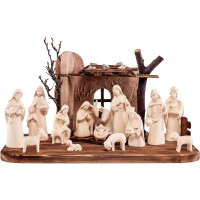 Wooden nativity scene Fides traditional with 17 figures