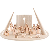 Wooden nativity scene Fides with pillars and 16 figures