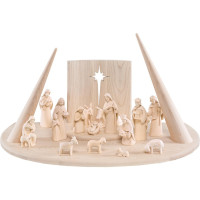 Wooden nativity scene Fides with pillars and 16 figures