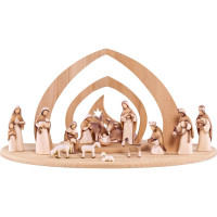 Wooden nativity scene Fides with light and 16 figures